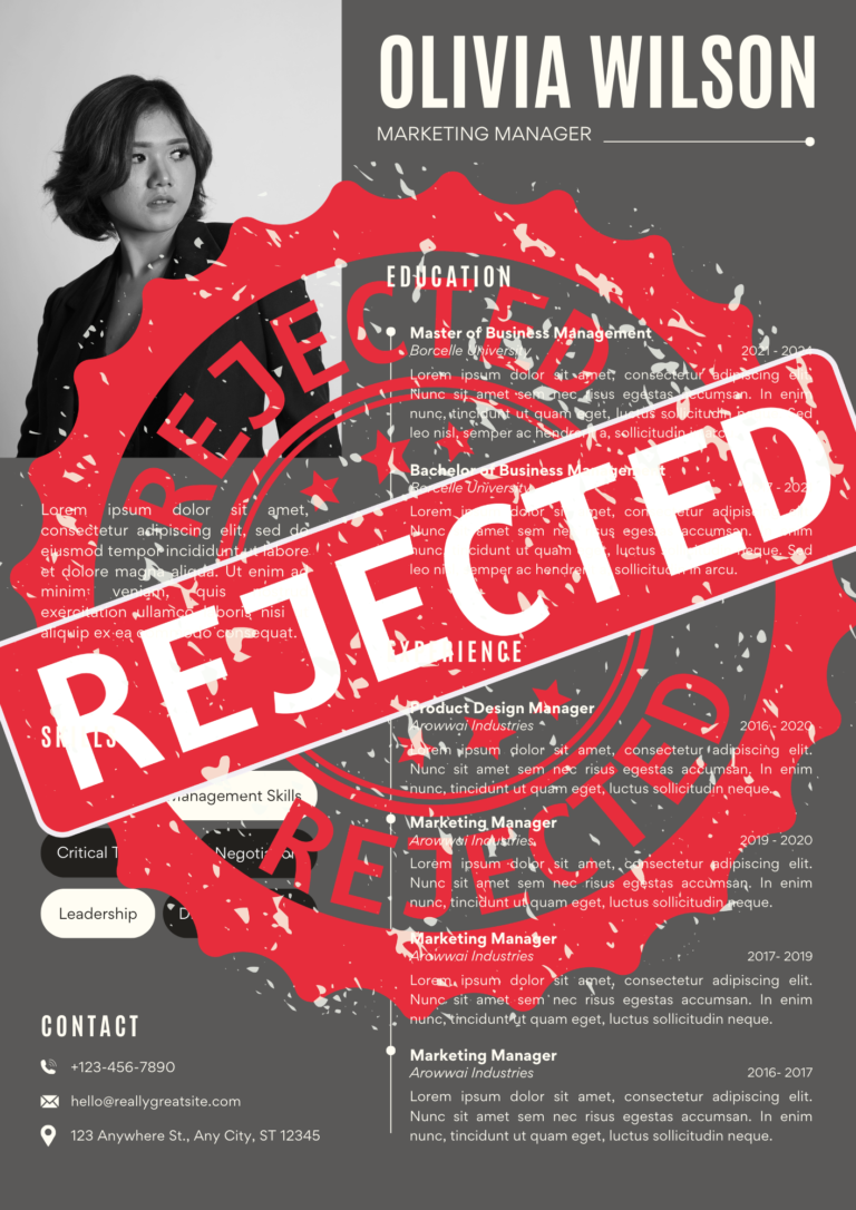 A cv rejected by an ATS software